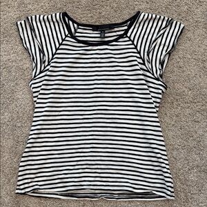 White House Black Market Black and White Striped Tee